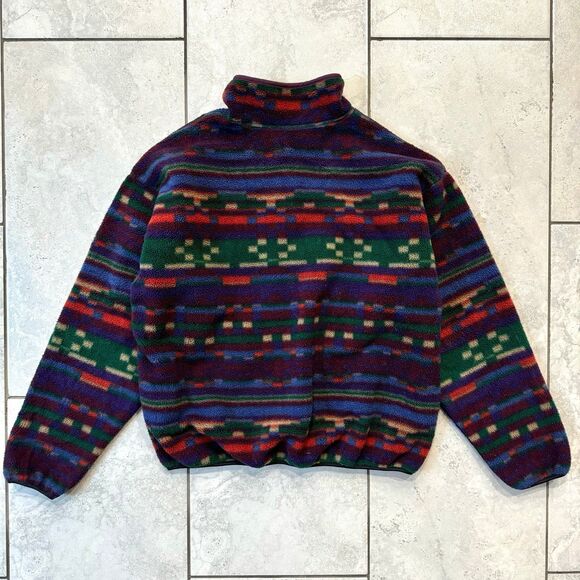 Vintage 90s Columbia Sportswear Aztec Navajo Fleece Sweater Size L Womens Retro - Picture 2 of 8